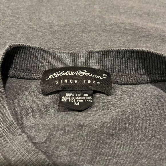 Eddie Bauer Gray Long Sleeve Henley Shirt Men’s Medium - Picture 3 of 8